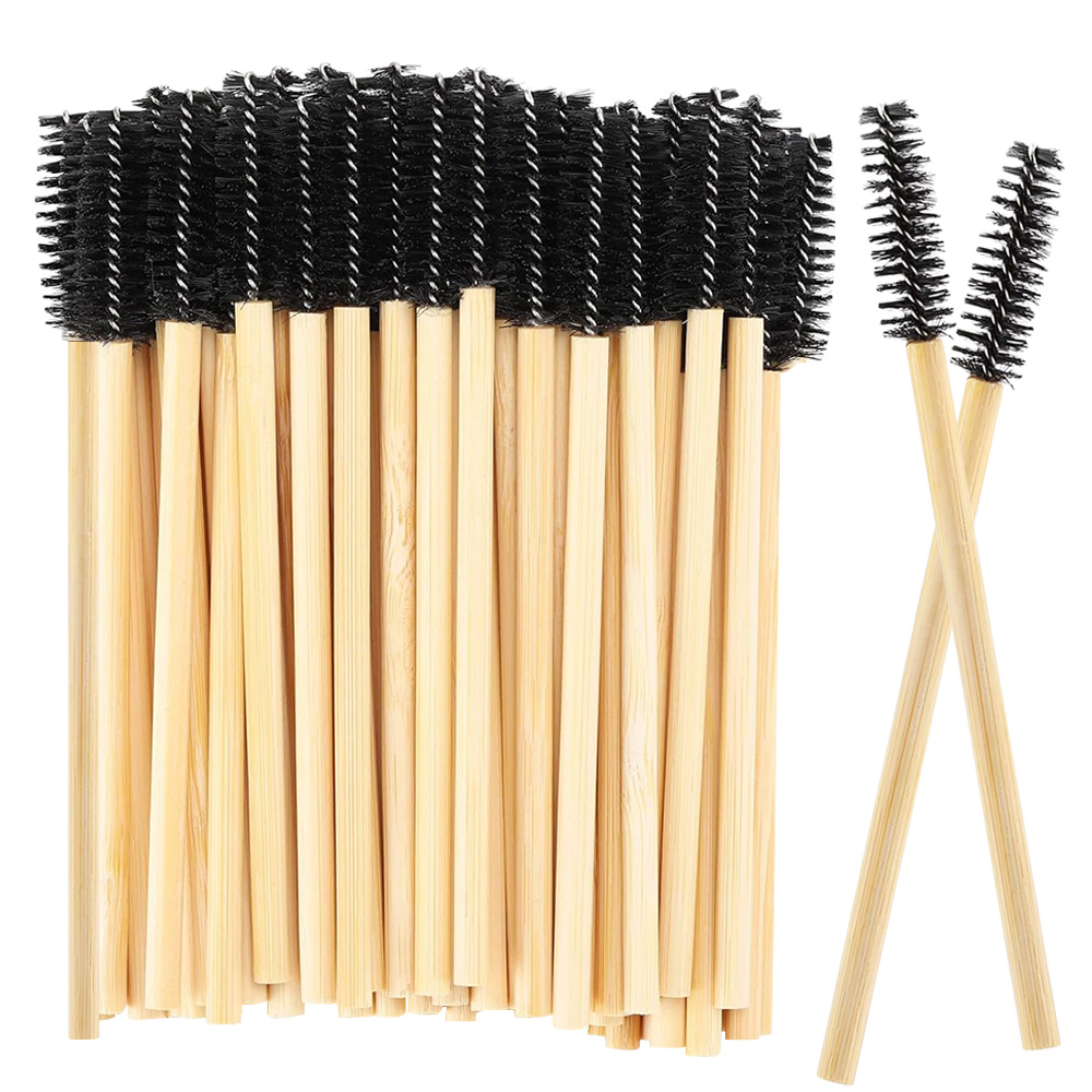 Eyelash Extension London - 50/100 個竹ハンドルまつげブラシマスカラワンドまつげエクステンションアプリケーター眉毛スプーリーブラシメイクアップアクセサリー