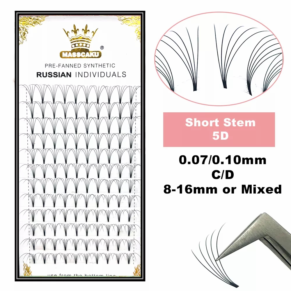 Eyelash Extension Russian - MASSCAKU 既成ロシアボリュームショートステムまつげエクステンションワイドファン 3D 4D 5D 6D