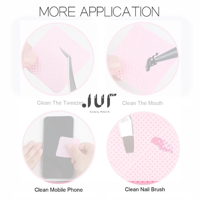Eyelash Extension Removal - プロフェッショナルな糸くずの出ないネイルワイプ、まつげエクステ用グルーワイプ、ネイルポリッシュ除去ワイプ、サロン用200枚入り