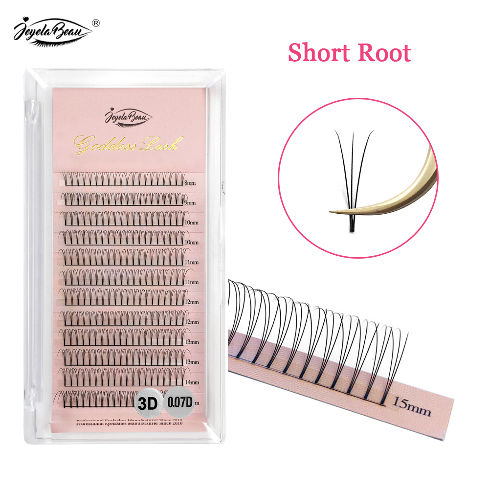 Eyelash Extension Russian - 女神 3D 既成ファンまつげエクステンションショートルート W シェイプまつげナチュラルソフトロシアボリュームまつげフェイクミンク個別まつげ