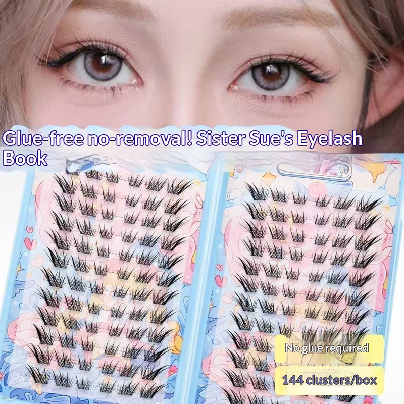 Eyelash Extension Glue For Sensitive Eyes - 120 クラスター接着剤不要つけまつげ再利用可能な自己粘着ふわふわフォックスアイ効果厚いロングセグメントラッシュツール