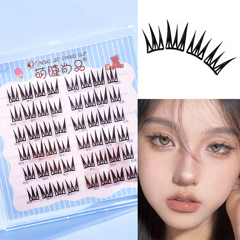 Eyelash Extension No 9 - 6列の新しいドールつけまつげ、接着剤不要、ナチュラルCカール、9-11mm、個々のまつげ束、韓国風マンガまつげエクステ