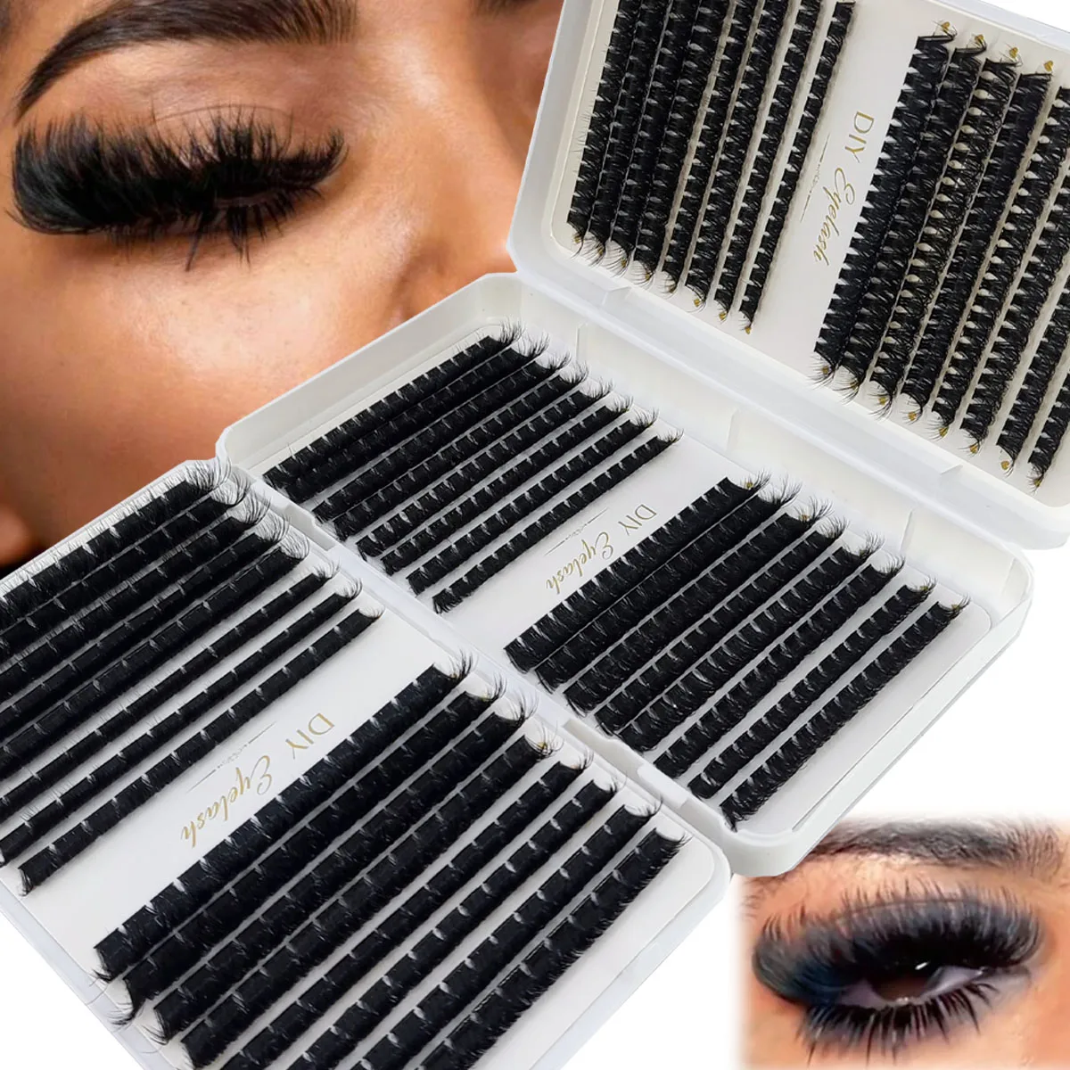 Eyelash Extension Single Lash - HBZGTLAD 200D-60D ボトム＆ポイントドアイラッシュクラスター ボリューム5D ふわふわクラスター マンガアイラッシュ
