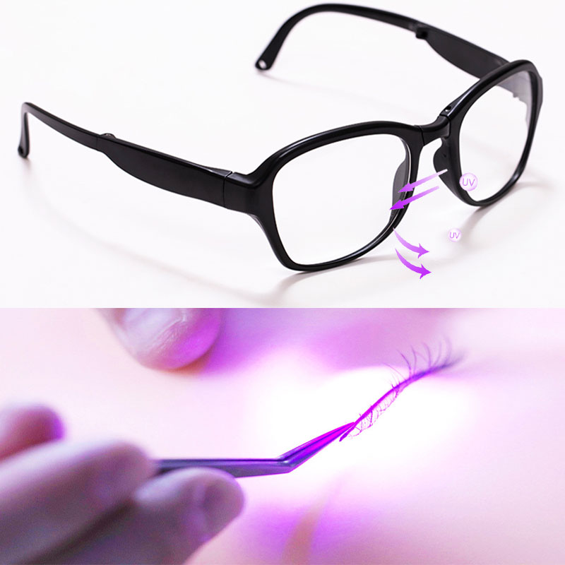 Eyelash Extension With Glasses - つけまつげエクステ用UV保護メガネ,アイプロテクション,ポータブル,折りたたみ式,アンチブルーライト,放射線遮断