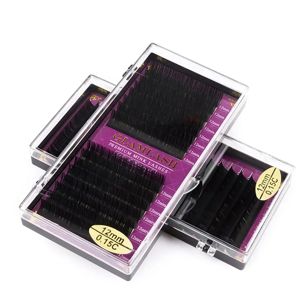 Eyelash Extension Single Lash - GLAMLASH 卸売 16 行 BCCCD カールナチュラルミンクシングルまつげエクステンションプレミアム個別偽つけまつげ
