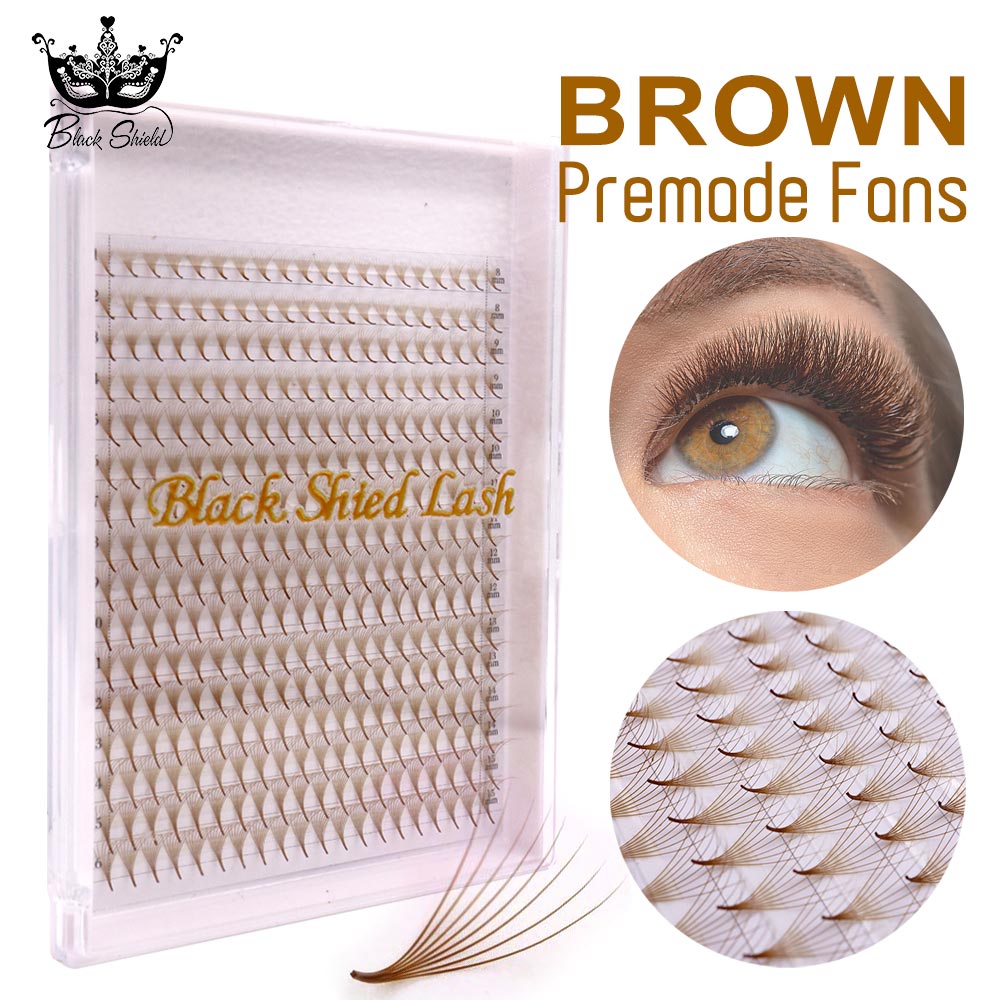 Eyelash Extension Russian - 320本入り カラーポイントベース ブラウンプレメイドファン 5D 6D 8D