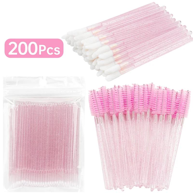 Eyelash Extension Removal - 200 個まつげエクステンションメイクアップセット特別なまつげ除去マイクロブラシリップラインブラシ女性のためのラッシュメイクアップツール