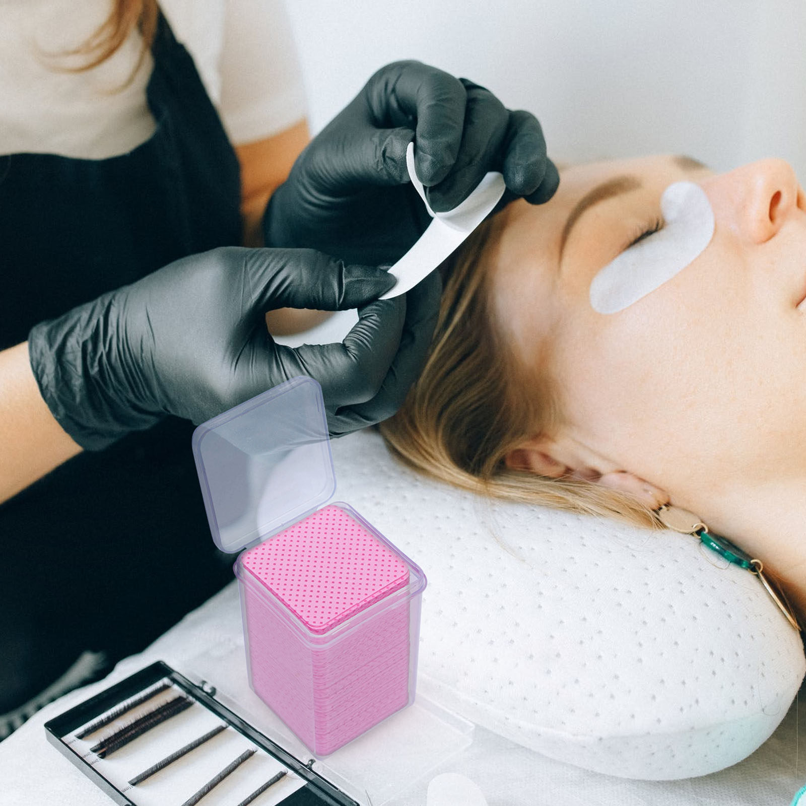 Eyelash Extension Removal - 600枚入りクリーニングコットンワイプ まつげエクステ除去ツール グルーボトル拭き取りクロス まつげグルー残留物除去剤 まつげエクステ用