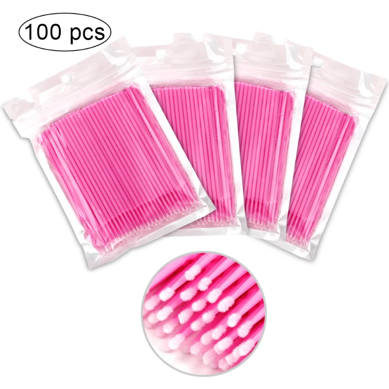 100本/袋 使い捨てまつげブラシ まつげ除去スワブ マイク - Eyelash Extension Removal のレビューと価格
