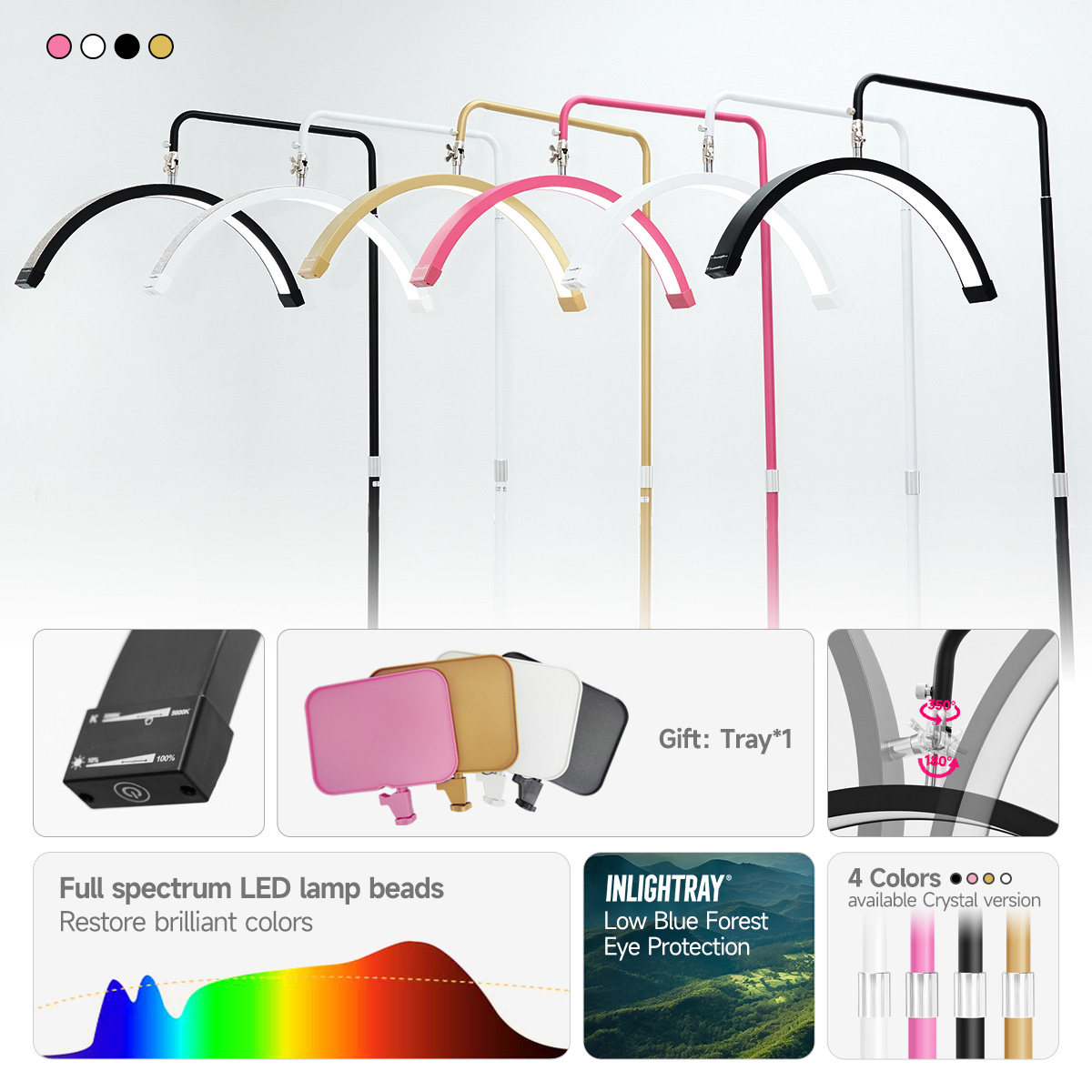 Inlightray-LEDネイルランプ,半月形のテーブルラ - Eyelash Extension No 9 のレビューと価格