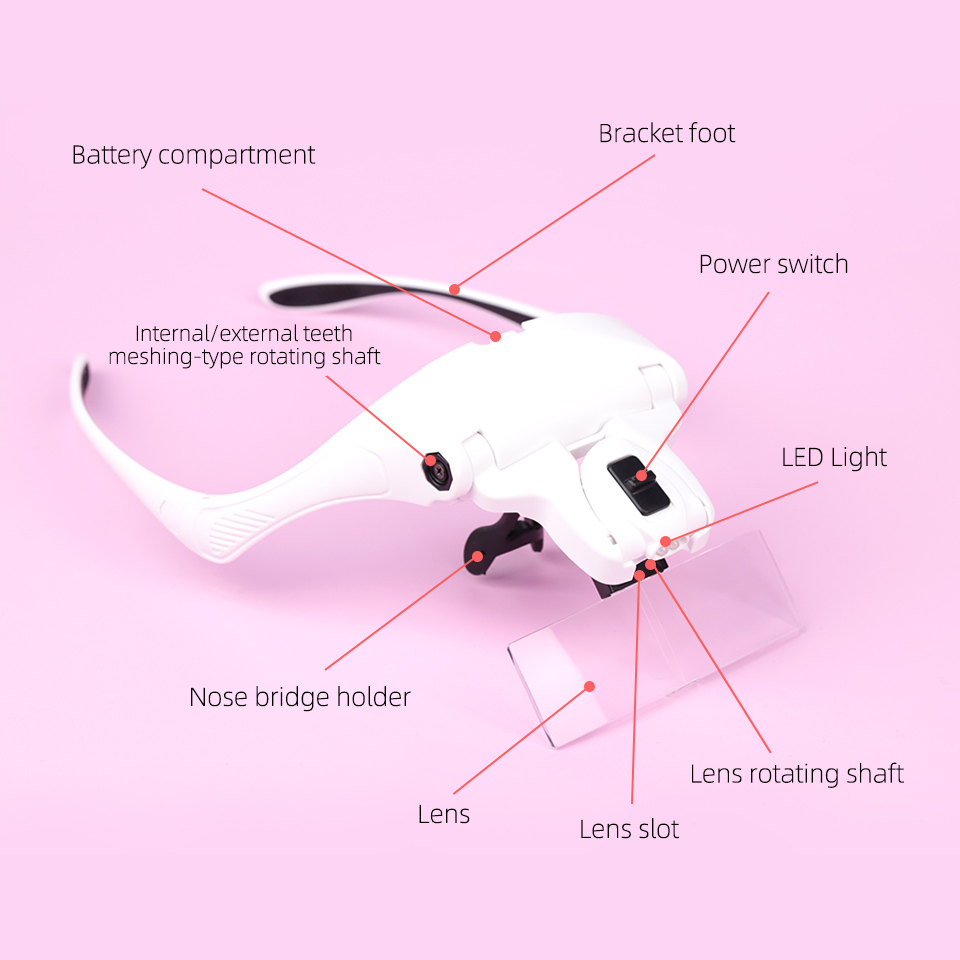 5 レンズ調整可能なルーペヘッドバンド虫眼鏡拡大鏡 LED  - Eyelash Extension With Glasses のレビューと価格