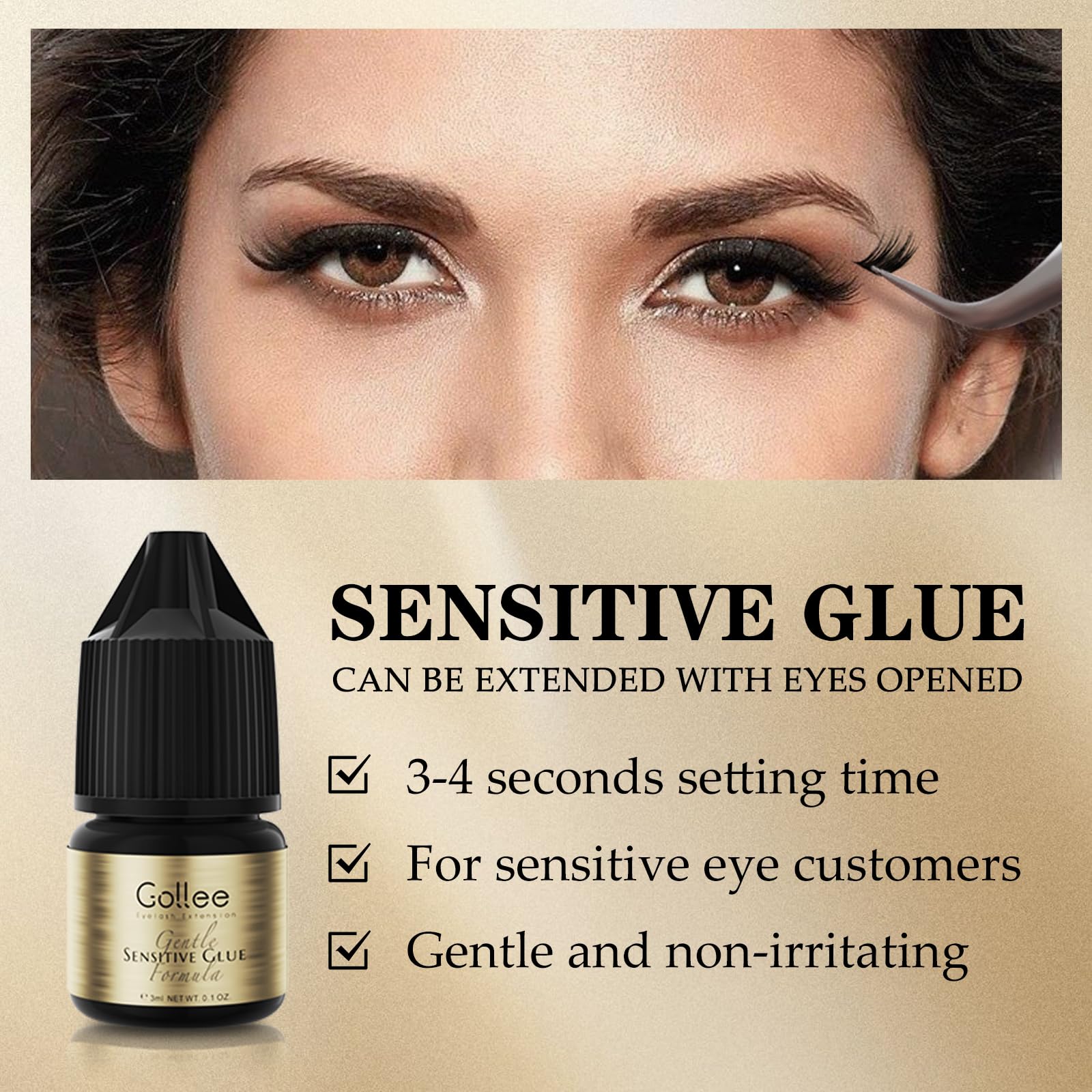 Gollee まつげ接着剤 クラスターまつげエクステンション - Eyelash Extension Glue For Sensitive Eyes のレビューと価格