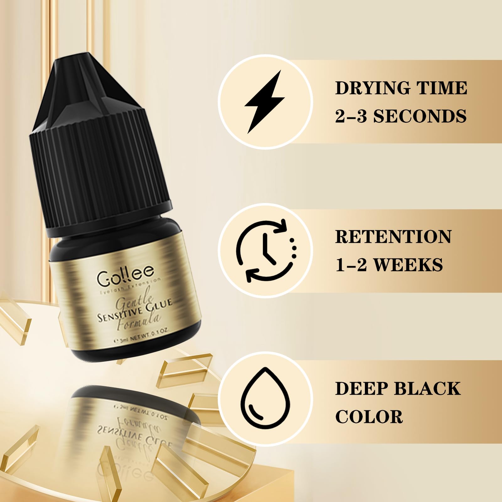 Gollee まつげ接着剤 クラスターまつげエクステンション - Eyelash Extension Glue For Sensitive Eyes のレビューと価格