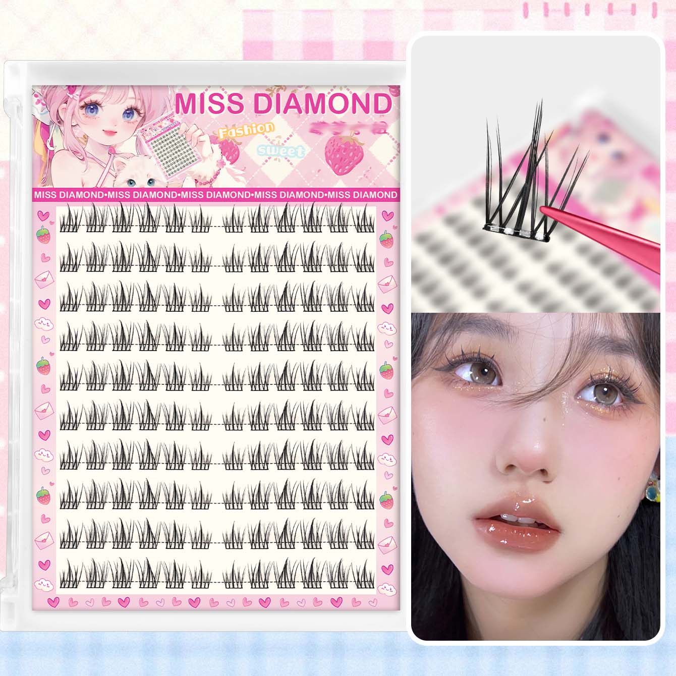 10列の大容量グルーフリーつけまつげ、シングルクラスター、1 - Eyelash Extension Single Lash のレビューと価格