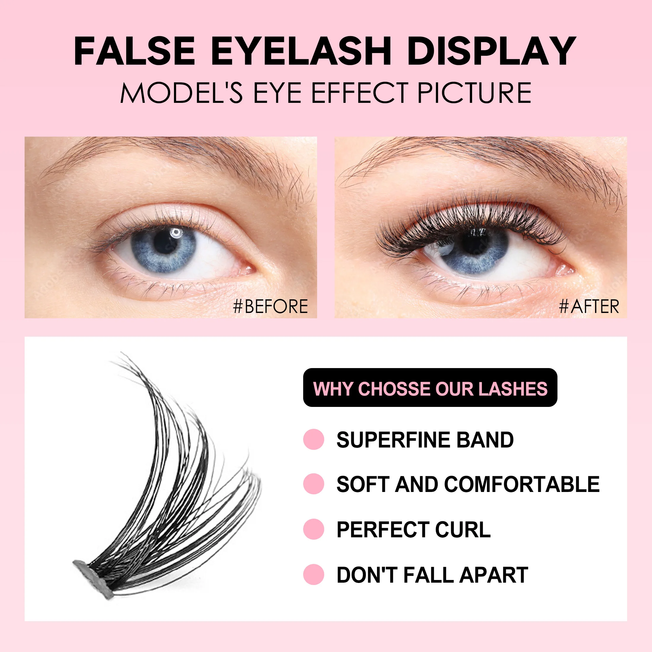 DIYまつげエクステキット,200個,クラスター,接着剤とシ - Eyelash Extension London のレビューと価格