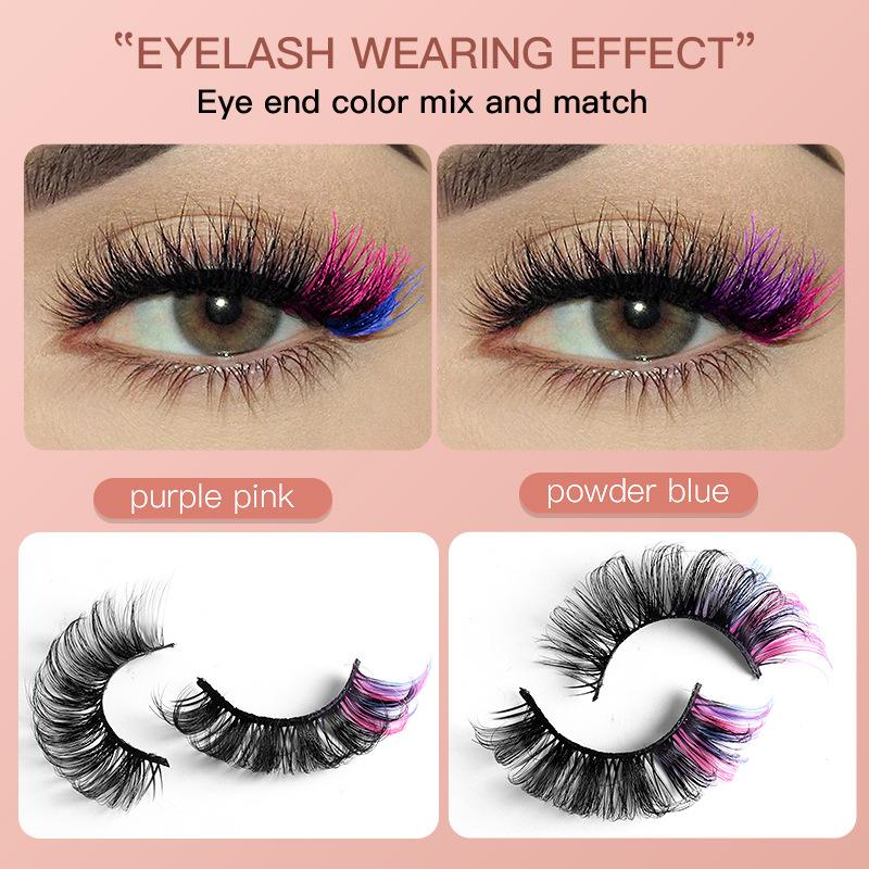7ペア カラフルつけまつげ 3Dミンクカラー DDカール ふ - Eyelash Extension Russian のレビューと価格